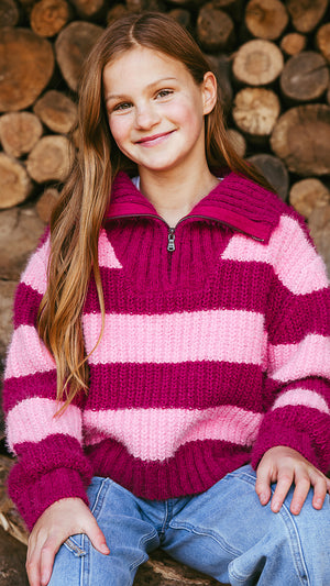 Daria 1/4 Zip Knit / Cranberry | Eve Girl Eve Girl