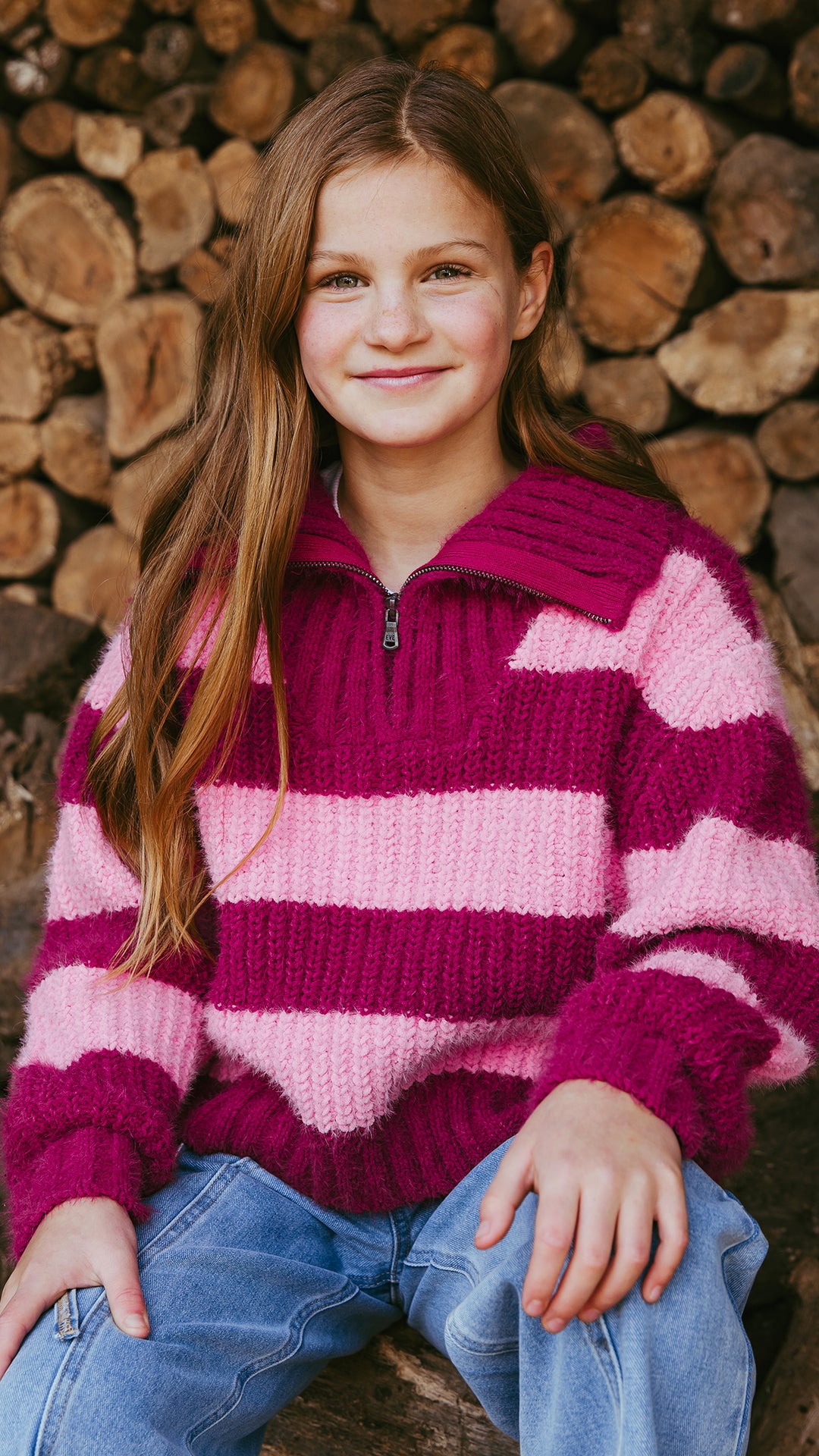 Daria 1/4 Zip Knit / Cranberry | Eve Girl Eve Girl