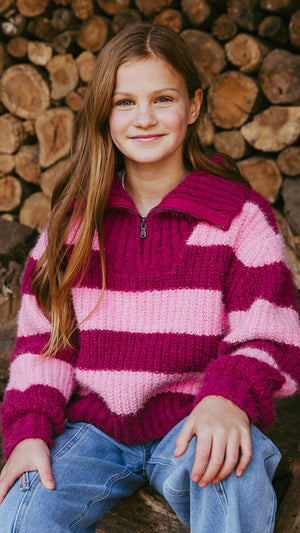 Daria 1/4 Zip Knit / Cranberry | Eve Girl Eve Girl