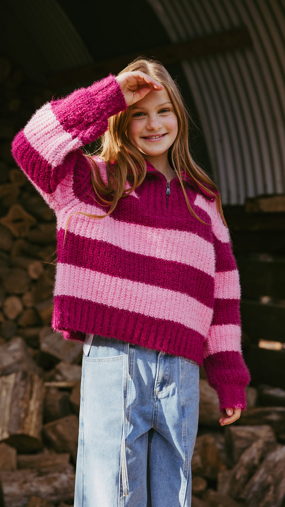 Daria 1/4 Zip Knit / Cranberry | Eve Girl Eve Girl