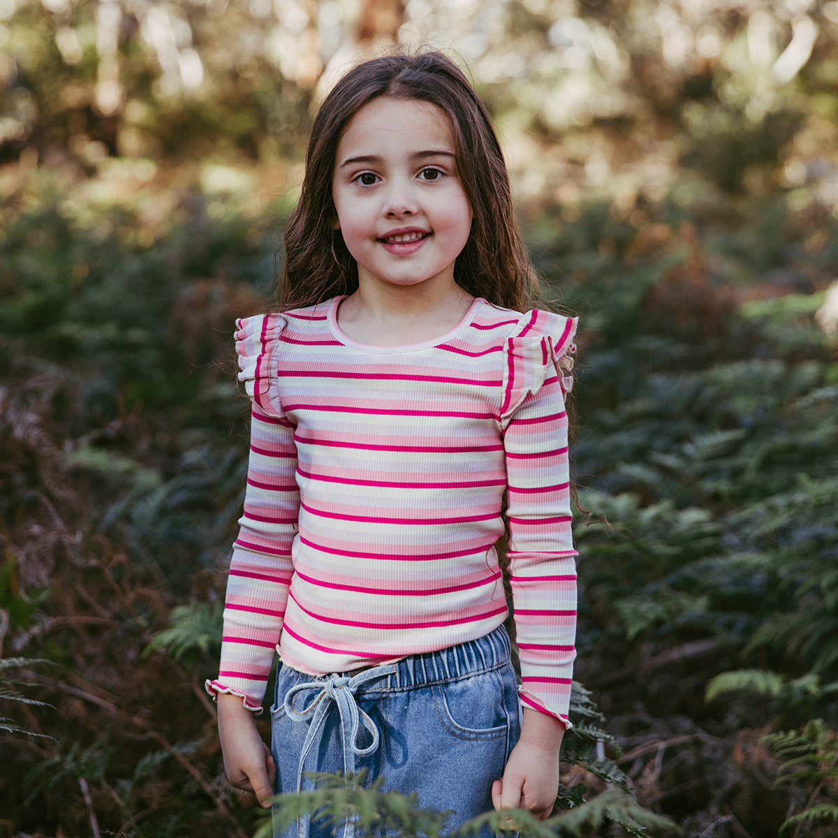 Annie Frill Long Sleeve Rib Top / Pink | Eve Girl Eve Girl
