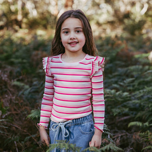 Annie Frill Long Sleeve Rib Top / Pink | Eve Girl Eve Girl