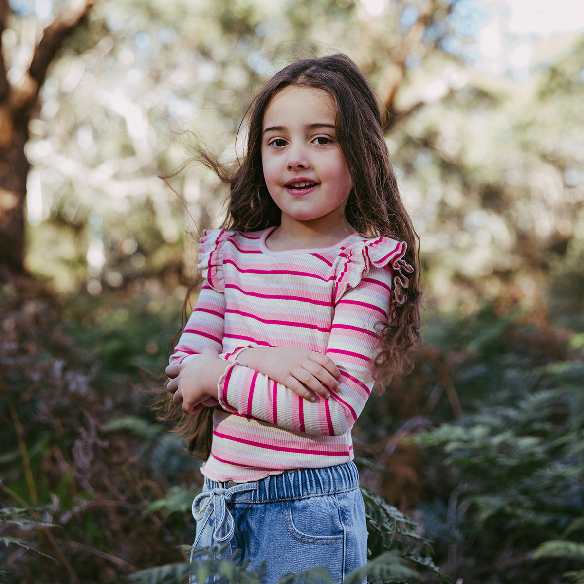 Annie Frill Long Sleeve Rib Top / Pink | Eve Girl Eve Girl