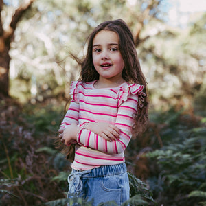 Annie Frill Long Sleeve Rib Top / Pink | Eve Girl Eve Girl