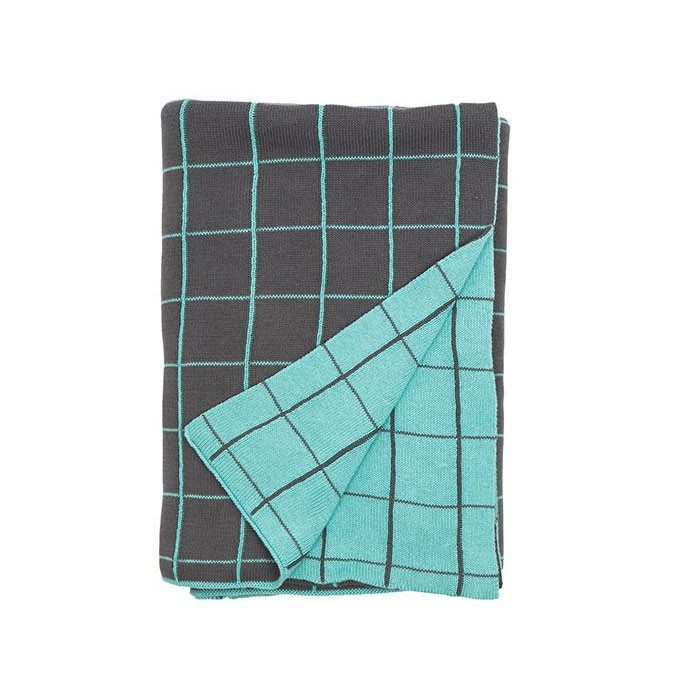 Mint Green Grid Knitted Throw Not specified