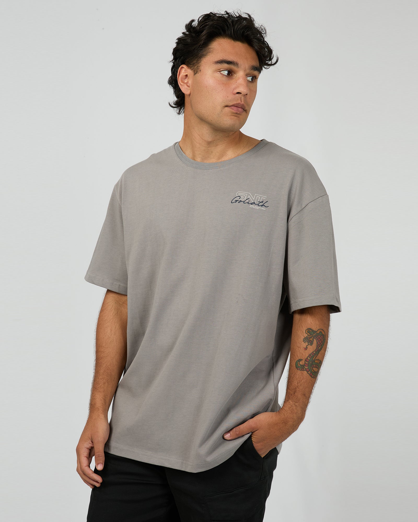 Link Script Tee / Smoke / Mens | St Goliath St Goliath