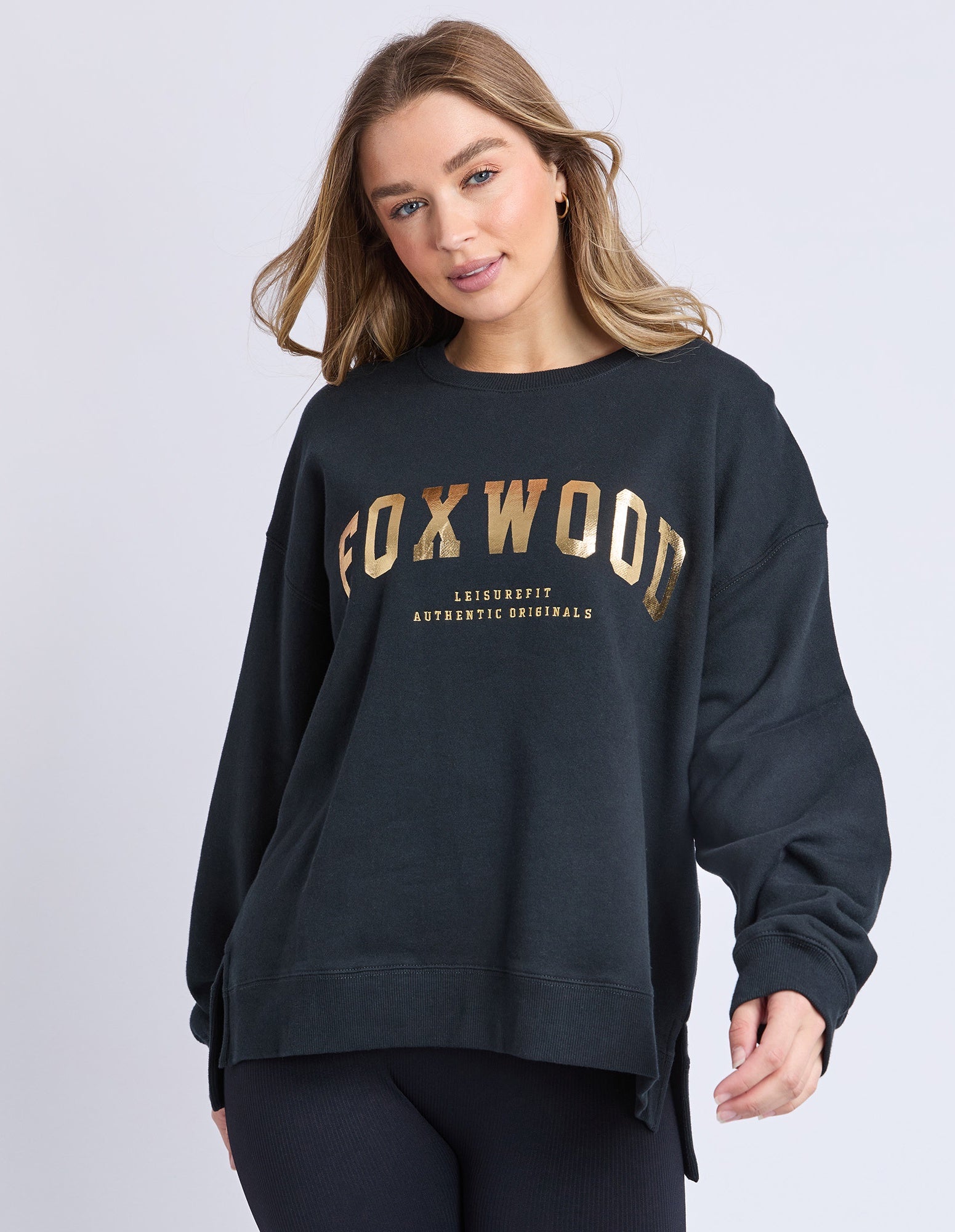 Metallic Interval Crew / Black with Gold | Foxwood Foxwood