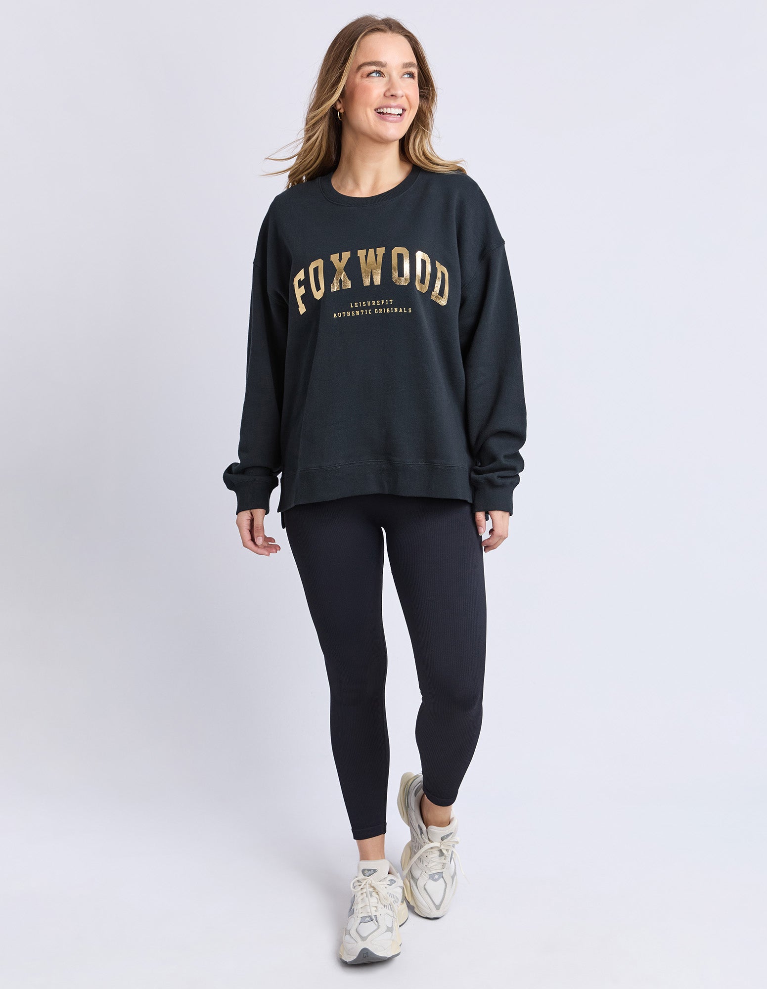 Metallic Interval Crew / Black with Gold | Foxwood Foxwood