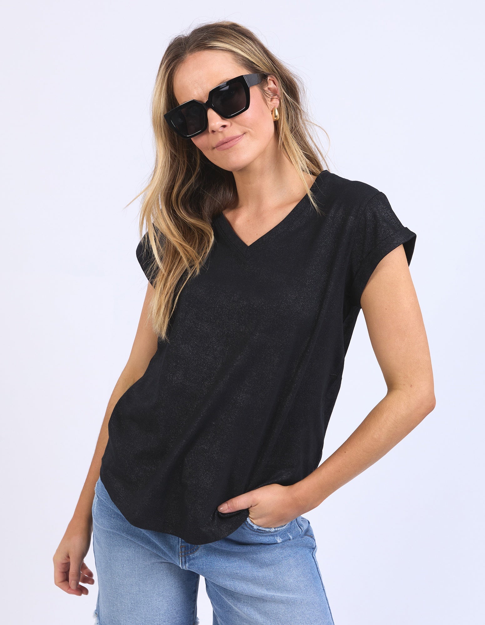 Bodie Metallic Tee / Black | Foxwood Foxwood