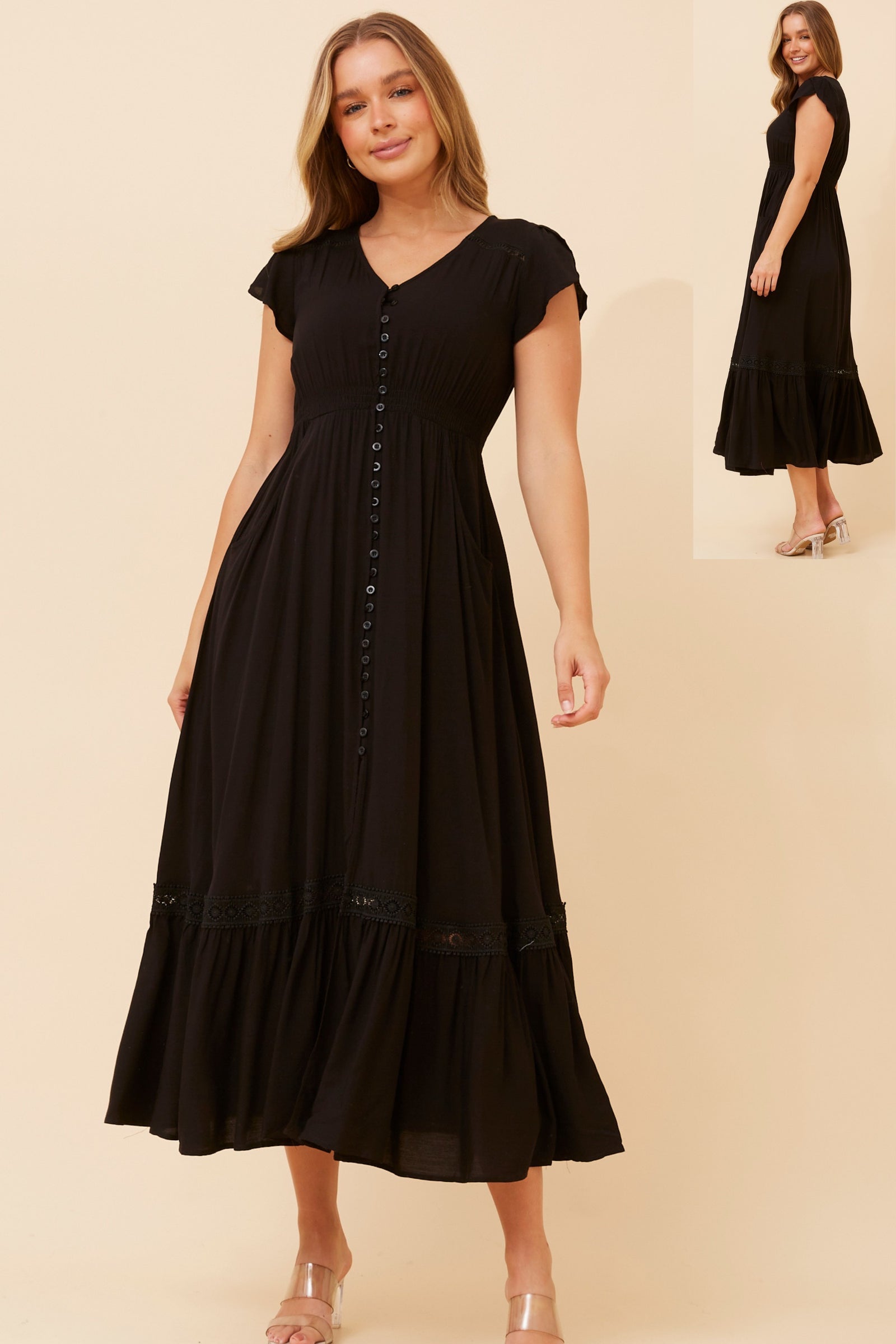 Dusky Maxi Dress | Black Caroline K Morgan
