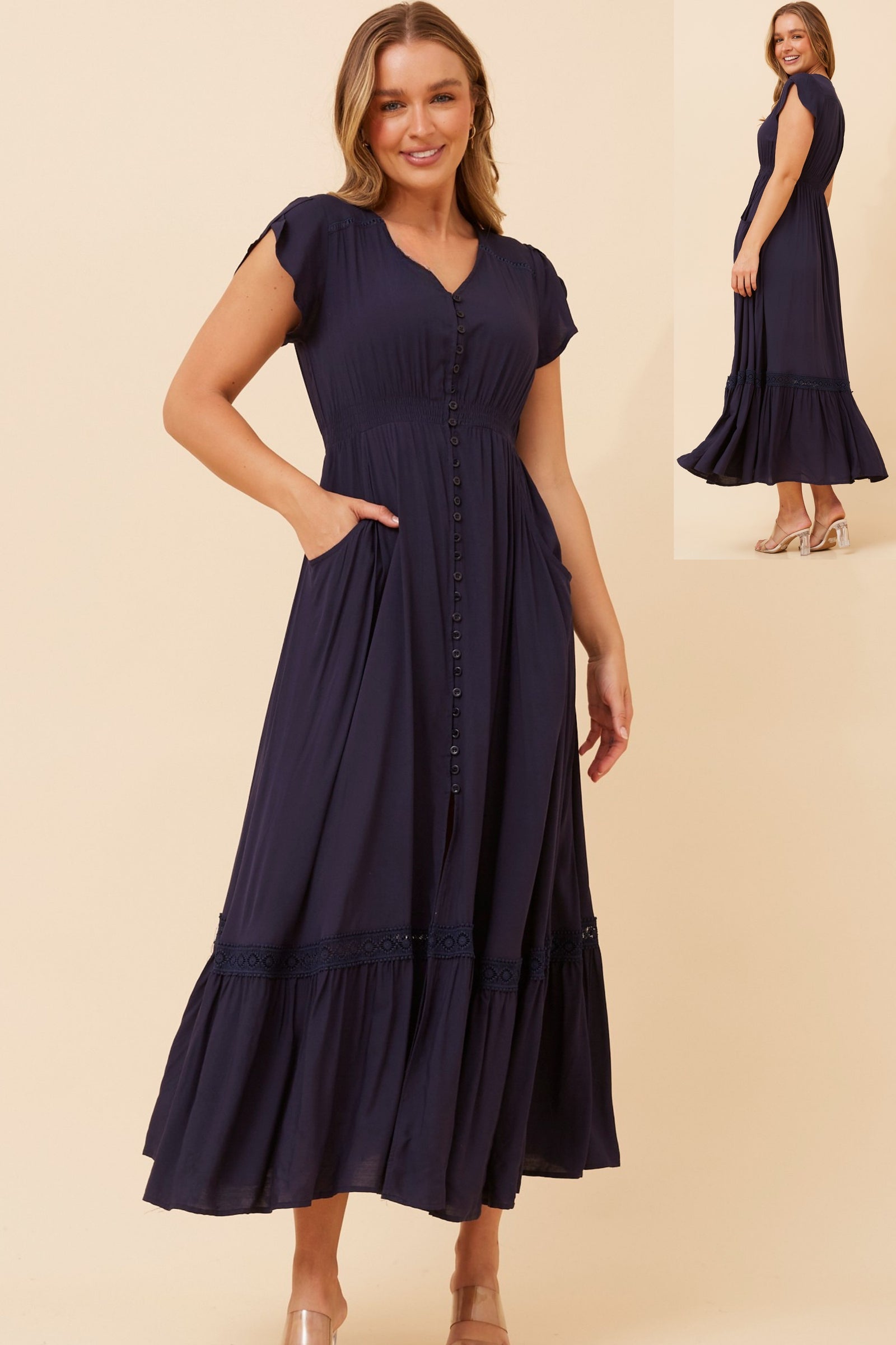 Dusky Maxi Dress | Navy Caroline K Morgan