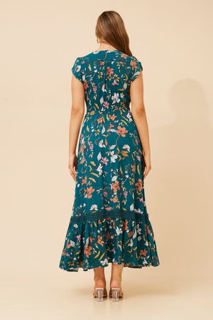 Dusky Maxi Dress | Green Floral Caroline K Morgan