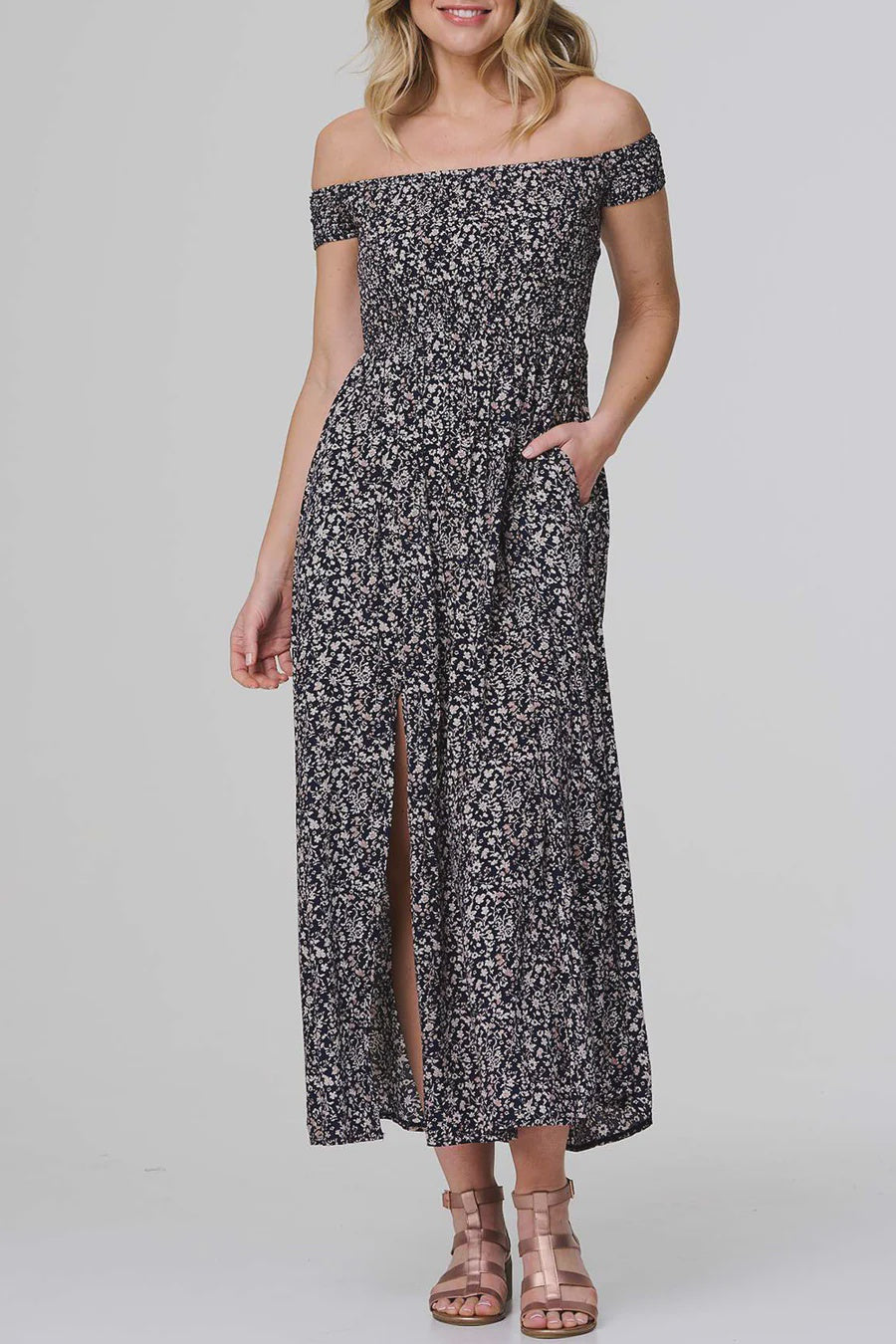 Navy Blossom Maxi Dress | Navy Floral Caroline K Morgan