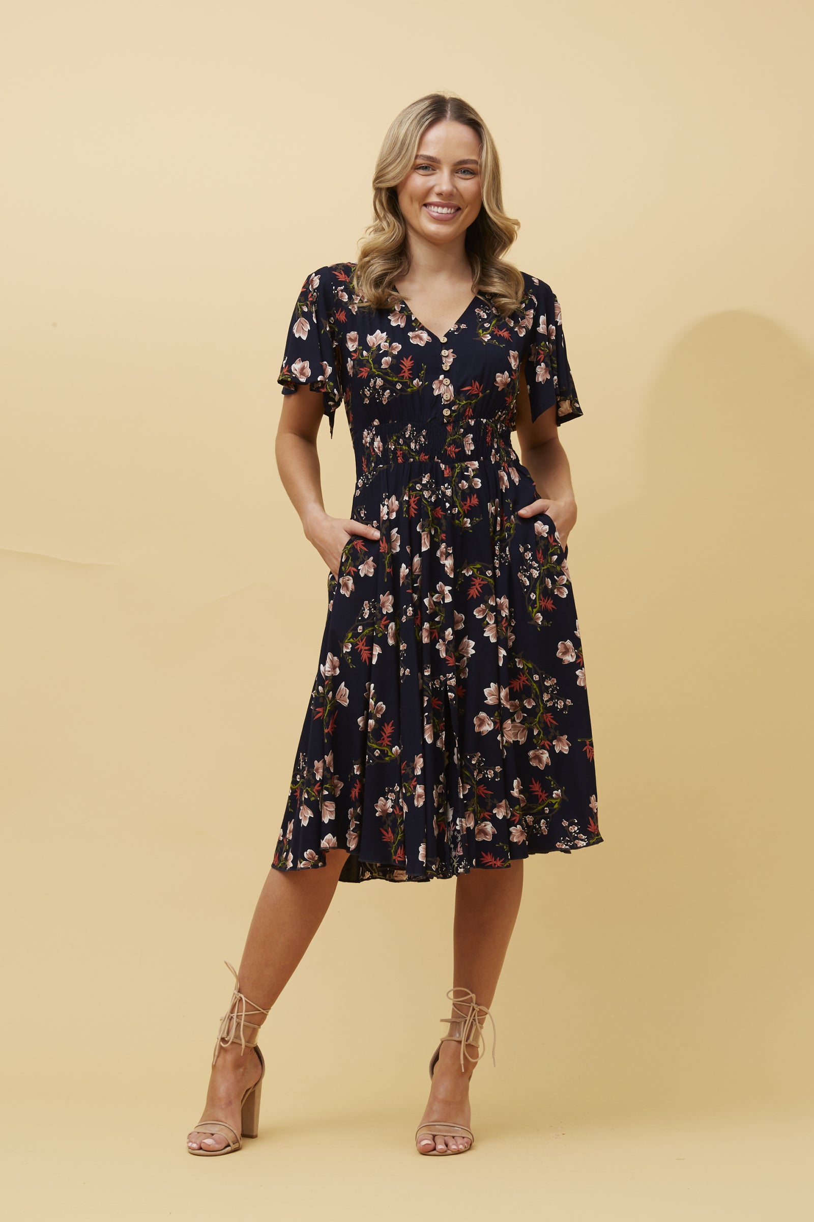 Nightfall Florals Mini Dress | Navy Floral Caroline K Morgan
