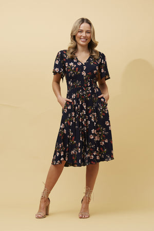 Nightfall Florals Mini Dress | Navy Floral Caroline K Morgan
