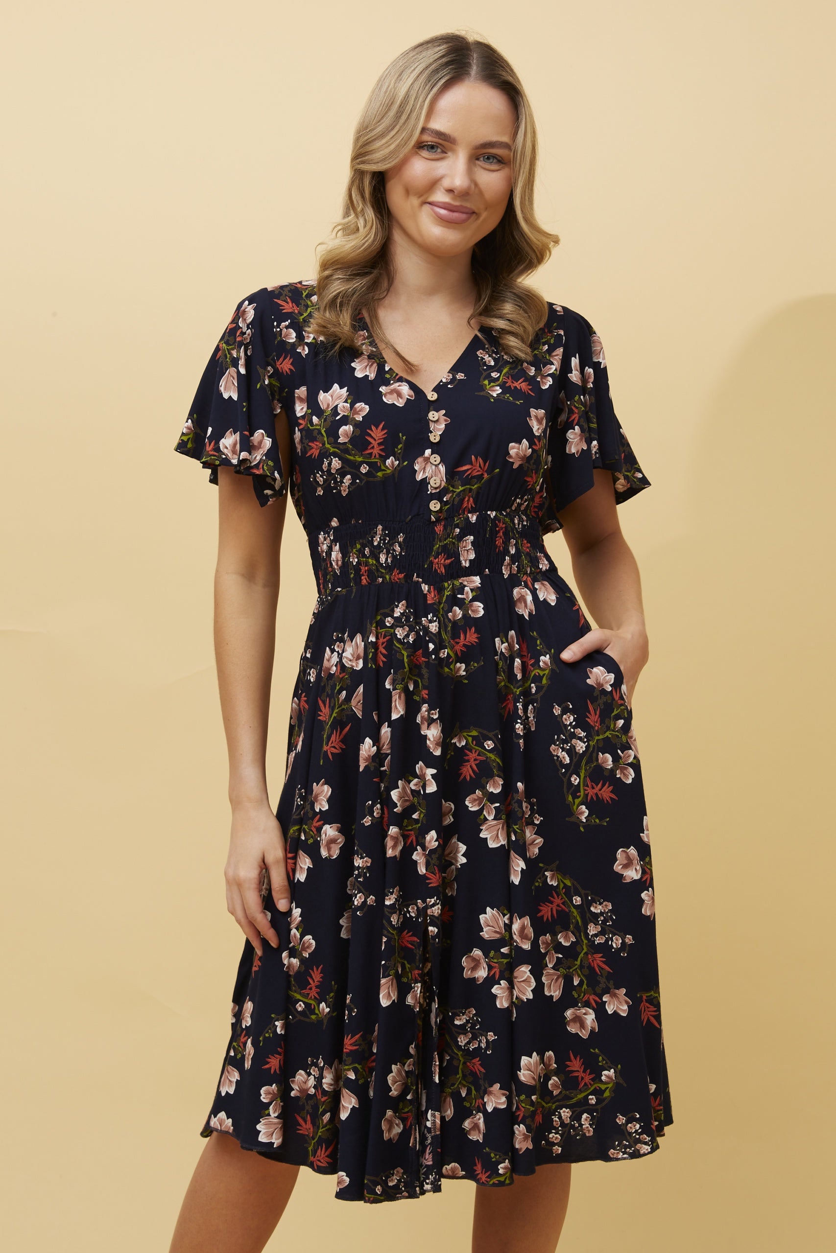 Nightfall Florals Mini Dress | Navy Floral Caroline K Morgan