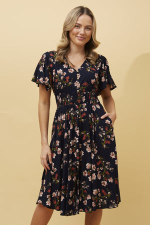Nightfall Florals Mini Dress | Navy Floral Caroline K Morgan