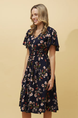 Nightfall Florals Mini Dress | Navy Floral Caroline K Morgan