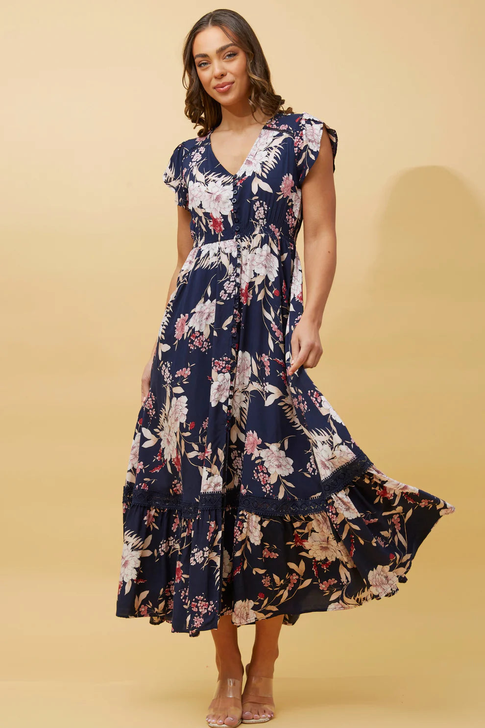 Dusky Florals Dress | Navy Floral Caroline K Morgan