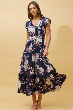 Dusky Florals Dress | Navy Floral Caroline K Morgan