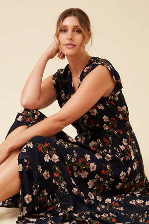 Nightfall Florals Dress | Navy Floral Caroline K Morgan
