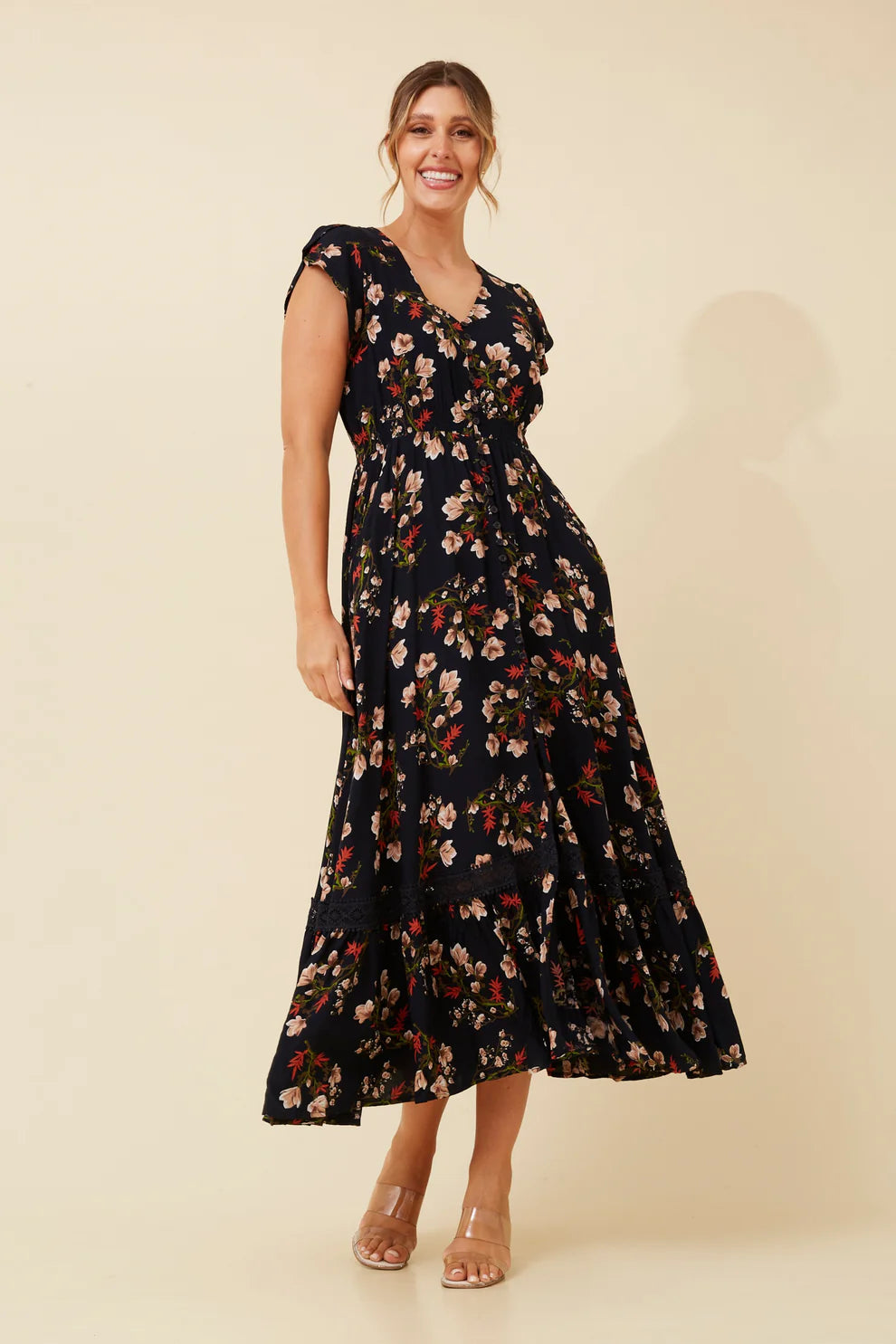 Nightfall Florals Dress | Navy Floral Caroline K Morgan