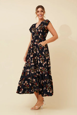 Nightfall Florals Dress | Navy Floral Caroline K Morgan