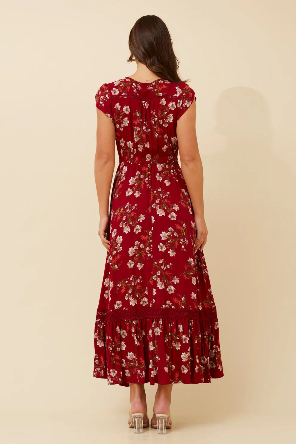 Nightfall Florals Dress | Red Floral Caroline K Morgan