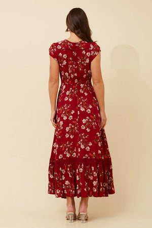 Nightfall Florals Dress | Red Floral Caroline K Morgan