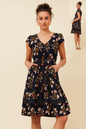 Dusky Mini Dress | Navy Floral Caroline K Morgan