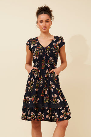 Dusky Mini Dress | Navy Floral Caroline K Morgan