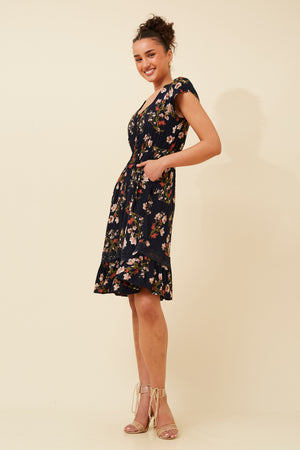 Dusky Mini Dress | Navy Floral Caroline K Morgan