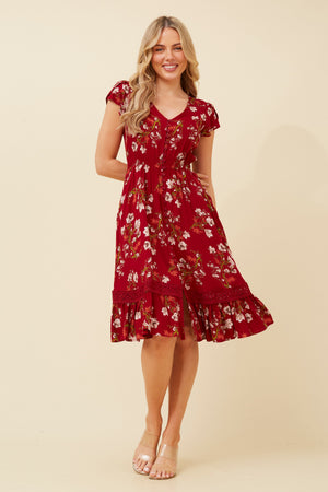 Dusky Mini Dress | Red Floral Caroline K Morgan