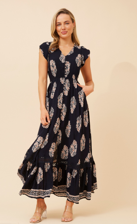 Afterglow Maxi Dress / Navy Floral Caroline K Morgan