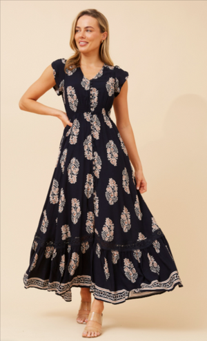 Afterglow Maxi Dress / Navy Floral Caroline K Morgan