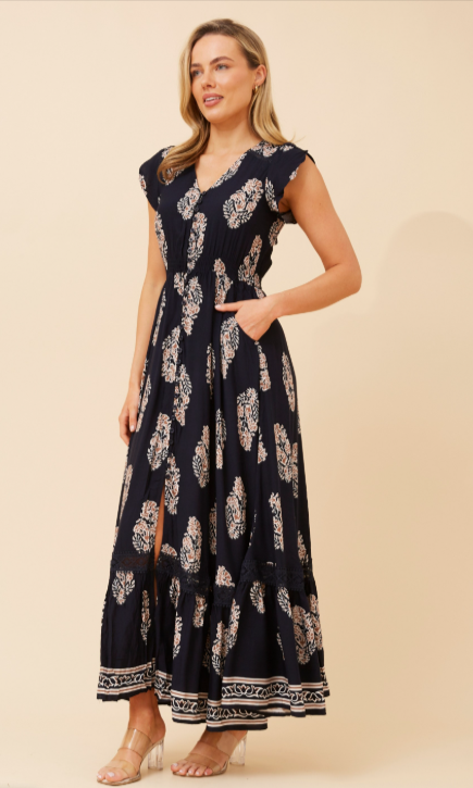 Afterglow Maxi Dress / Navy Floral Caroline K Morgan