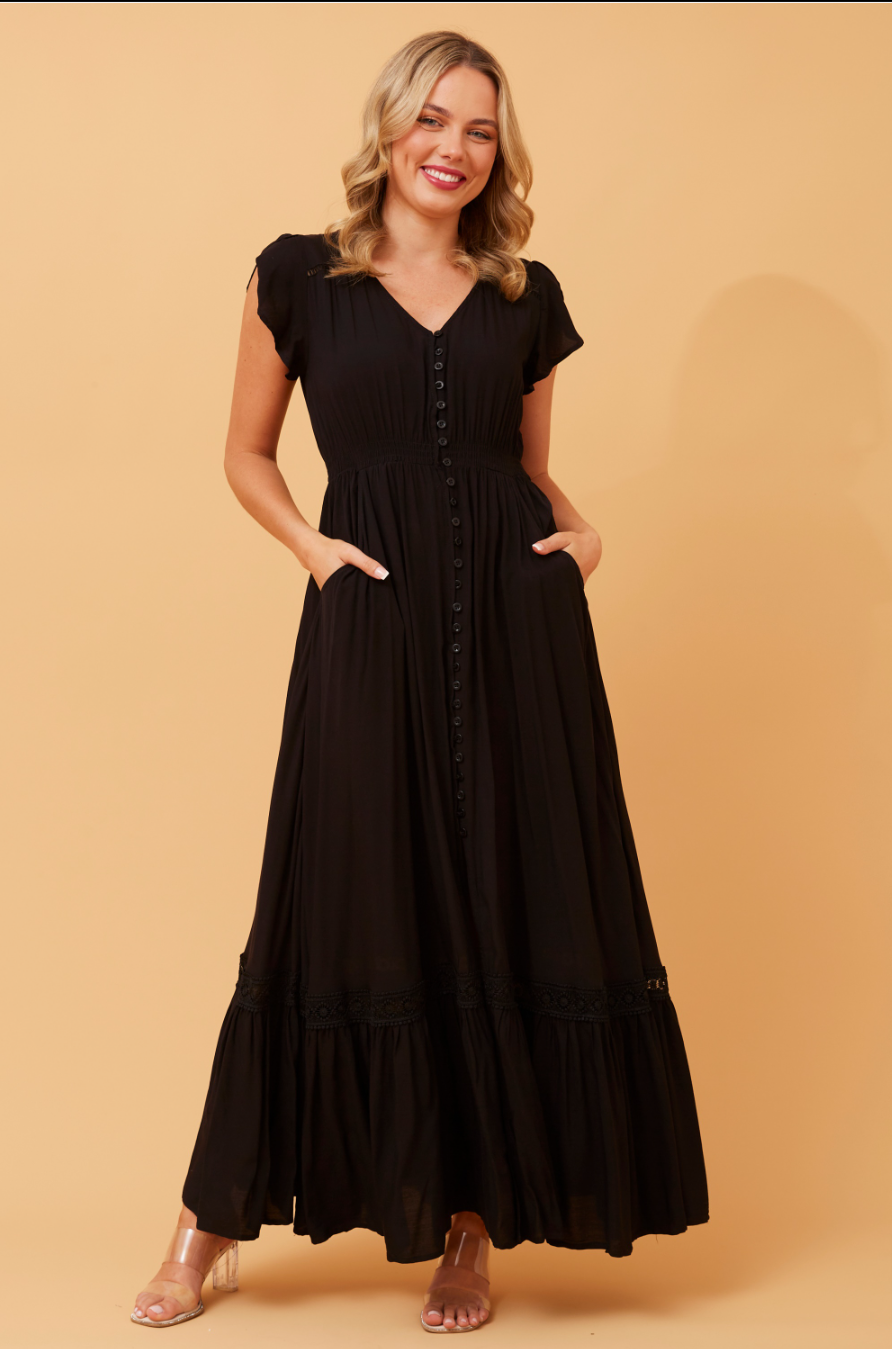 Dusky Maxi Dress | Black Caroline K Morgan