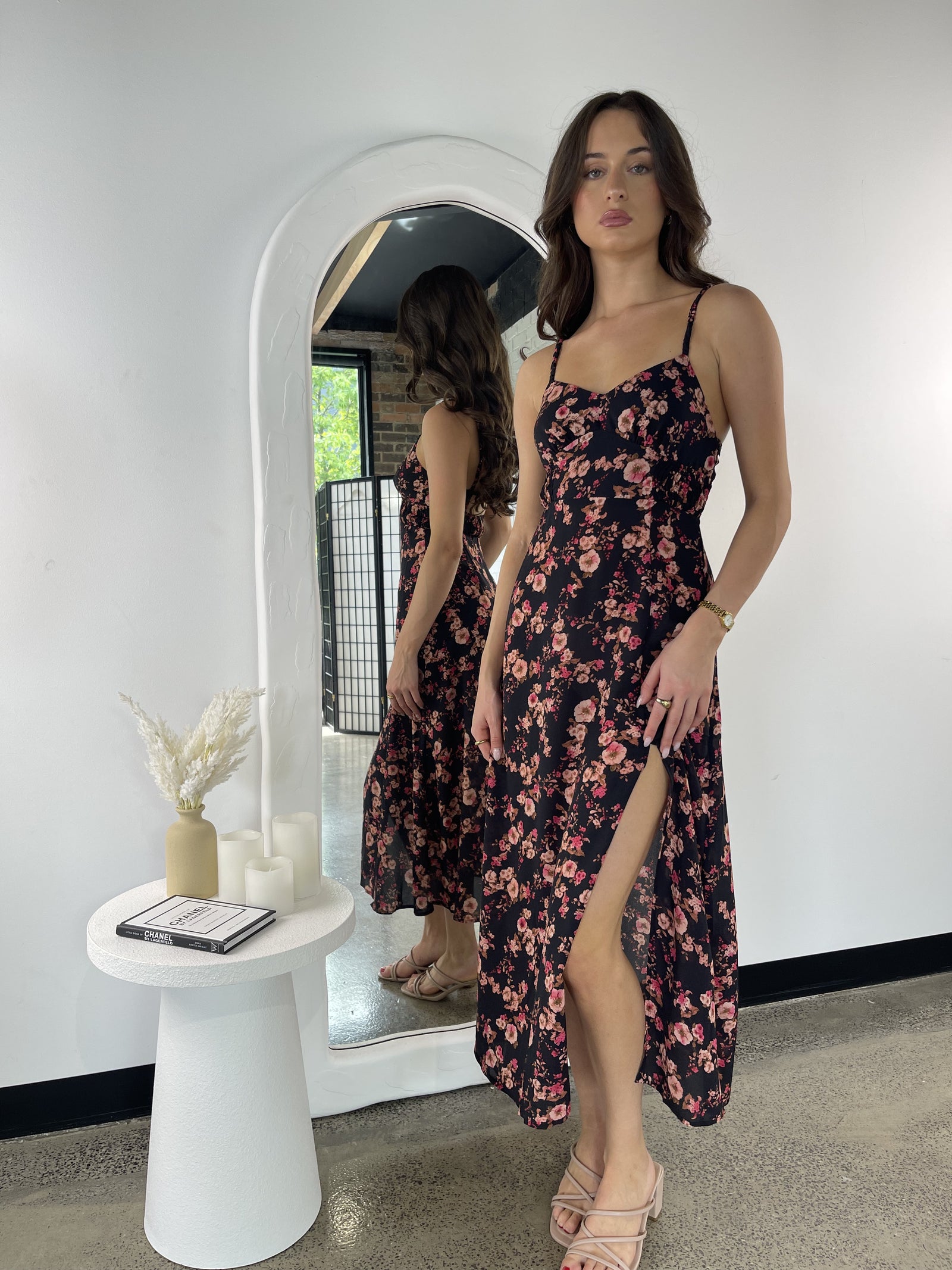 Harriet Dress / Navy w Pink floral Luvalot