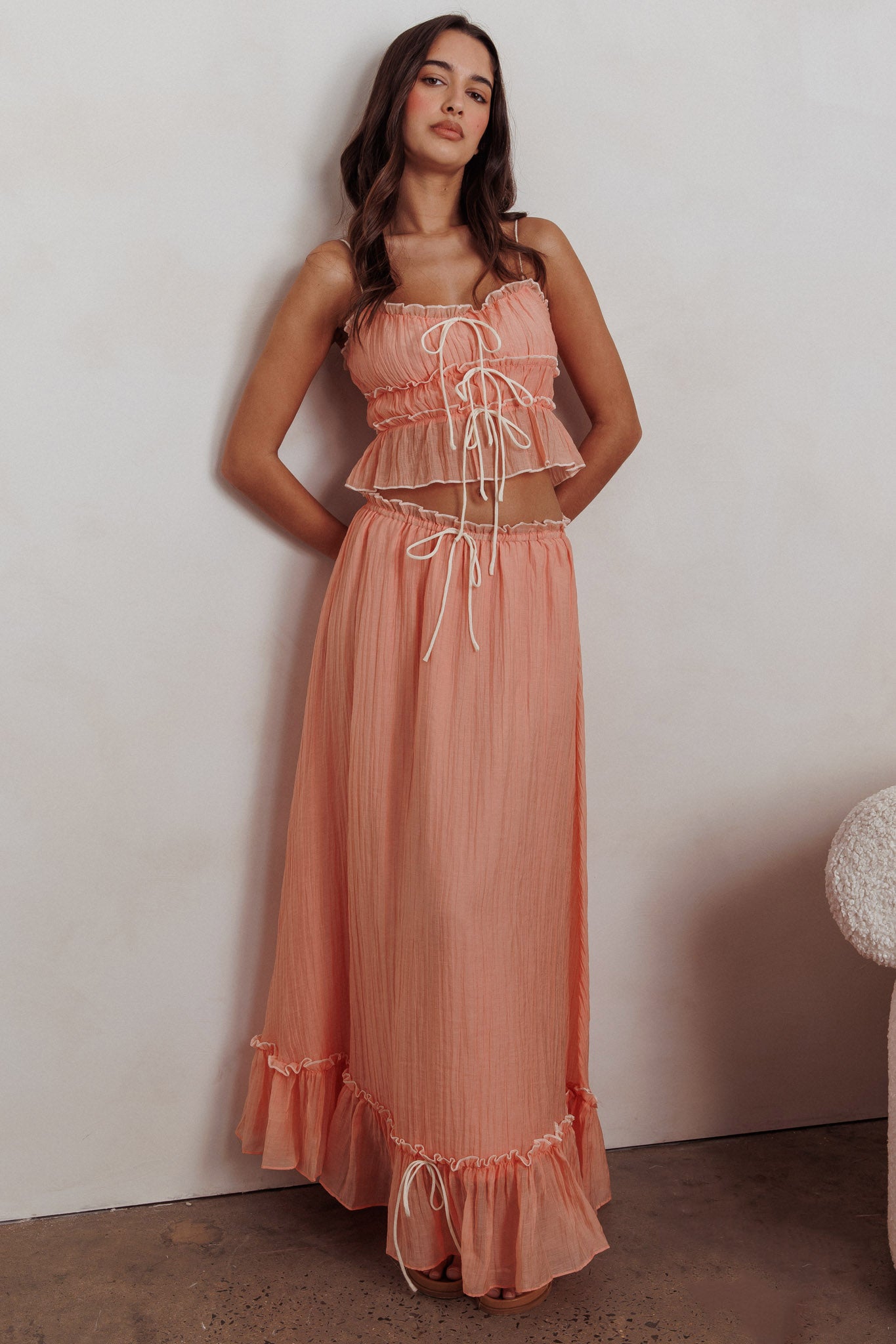Peach Petal Maxi Skirt Not specified
