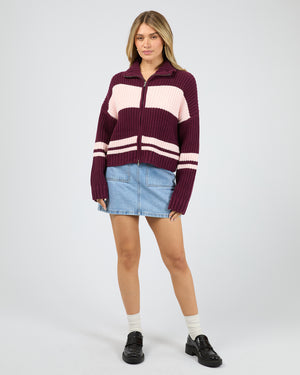 Aida Knit Zip Thru / Wine All About Eve