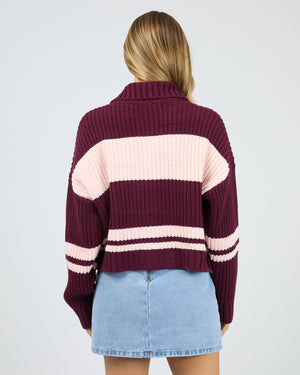 Aida Knit Zip Thru / Wine All About Eve