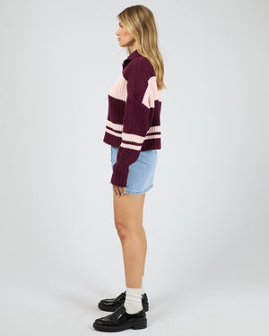 Aida Knit Zip Thru / Wine All About Eve