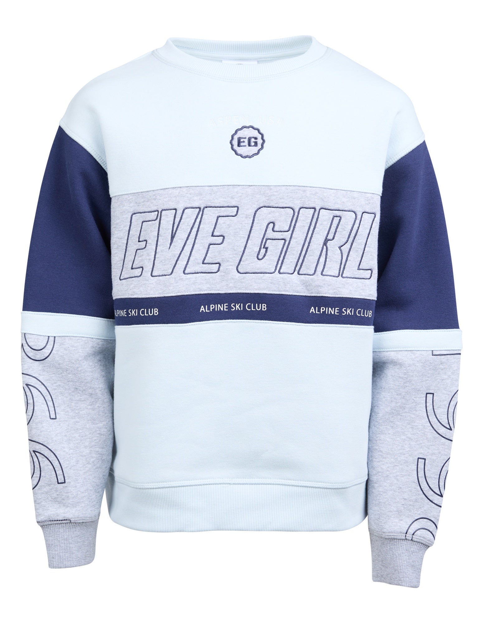 Alpine Panneled Crew / Blue | Eve Girl Eve Girl