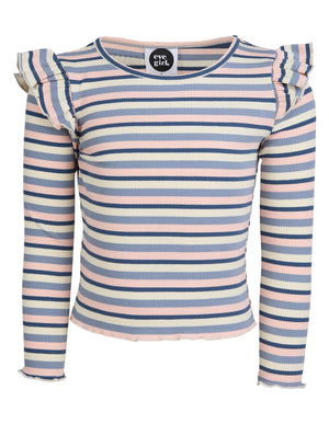 Annie Frill Long Sleeve Rib Top / Blue | Eve Girl Eve Girl