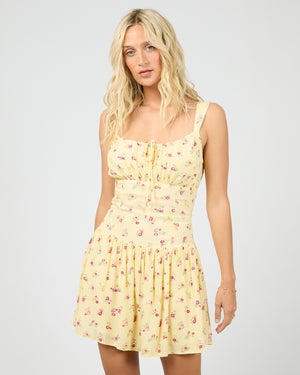 Birdie Mini Dress Yellow Print / All About Eve All About Eve