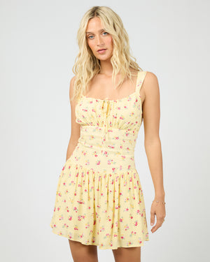 Birdie Mini Dress Yellow Print / All About Eve All About Eve