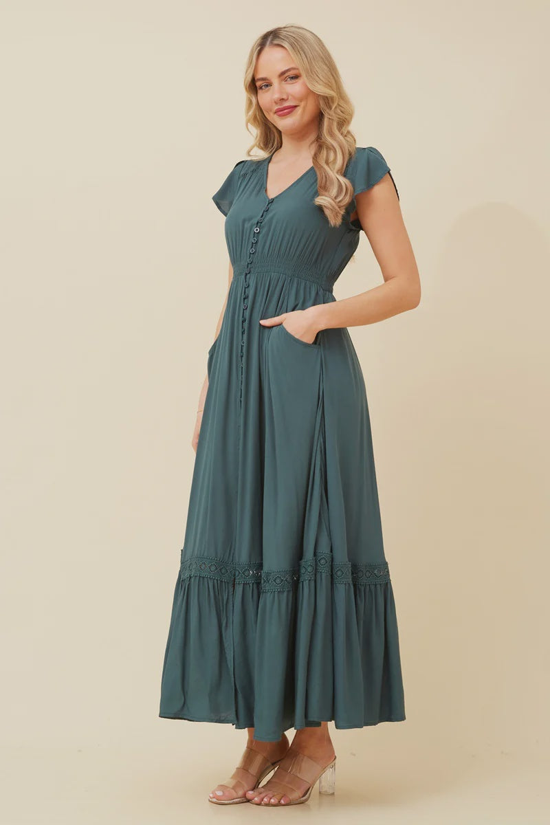 Dusky Maxi Dress | Green Caroline K Morgan