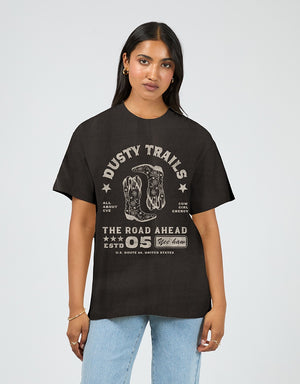 Dusty Trails Relaxed Tee / Washed Black | All About Eve All About Eve