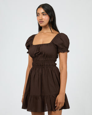 Essential Short Sleeve Mini Dress / Brown | All About Eve All About Eve