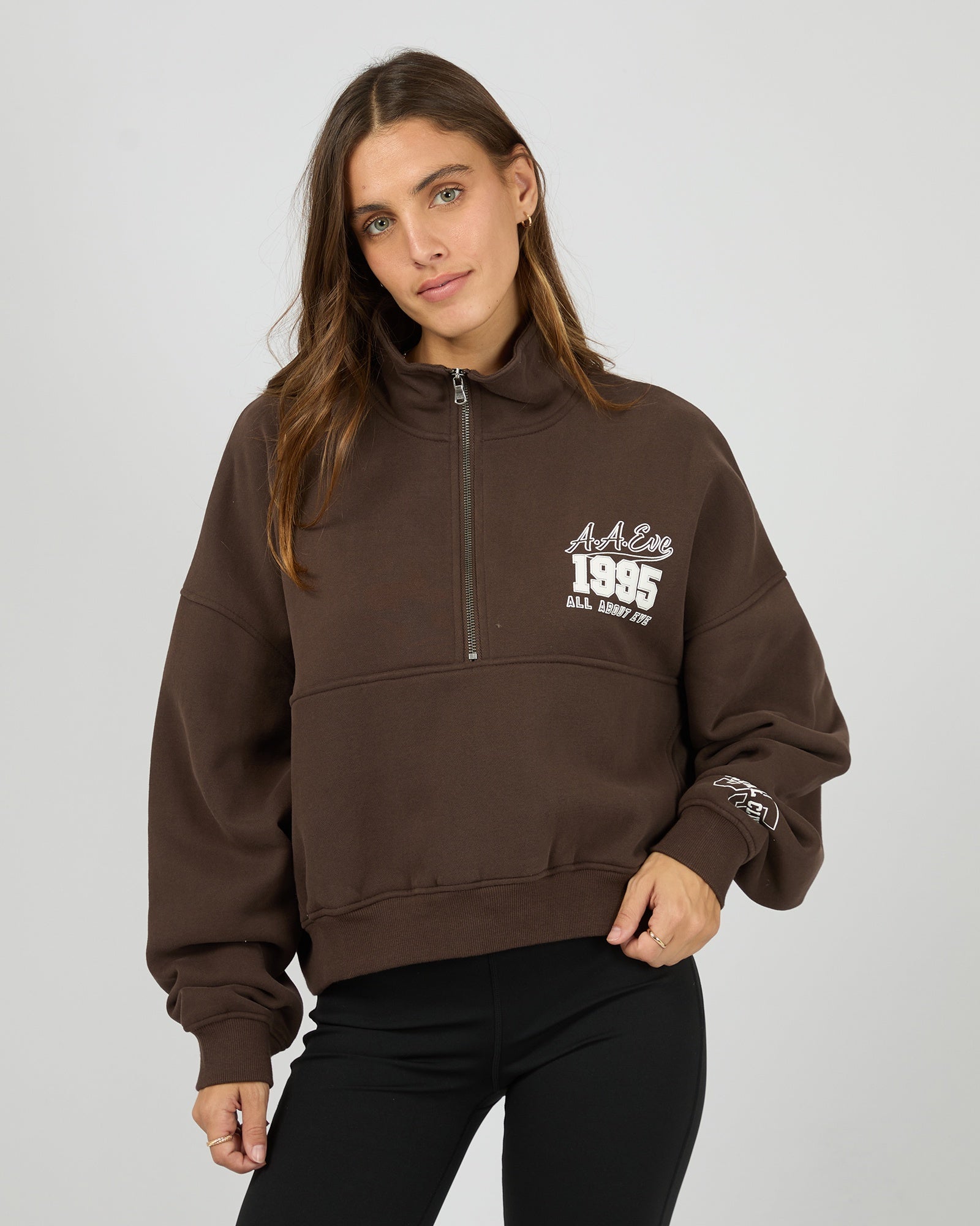 Eve Team 1/4 Zip / Brown | All About Eve All About Eve